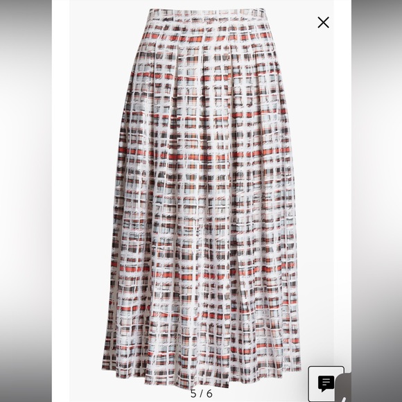 Burberry Farnborough Pleated Check Silk Midi Skirt - Picture 3 of 10